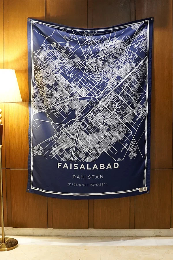 Faisalabad Map Tapestry - Decorium Tapestries