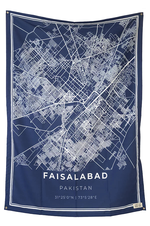 Faisalabad Map Tapestry - Decorium Tapestries