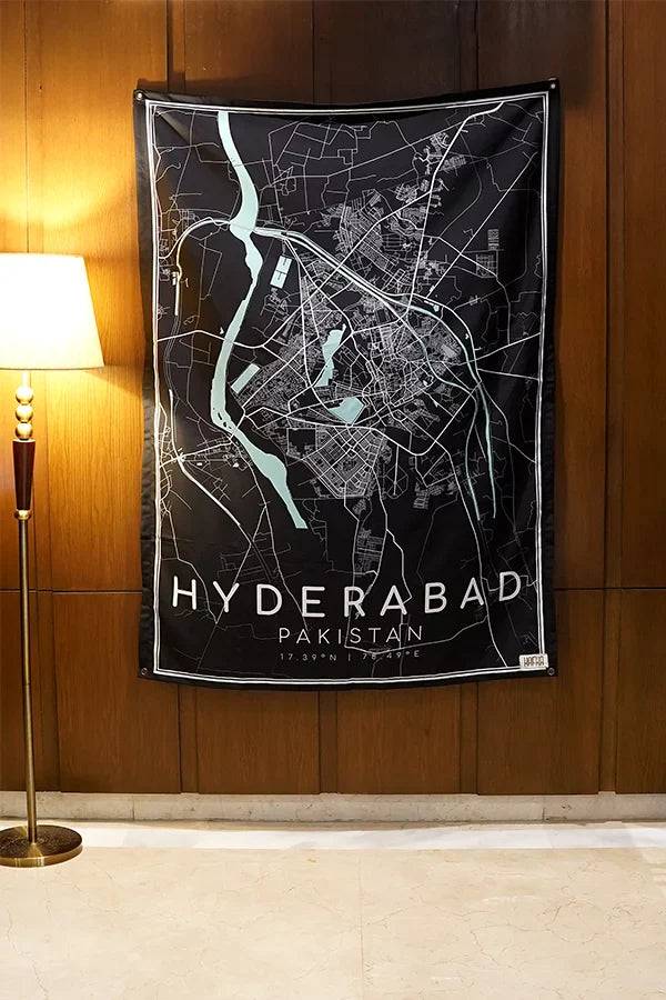 Hyderabad Map Tapestry - Decorium Tapestries
