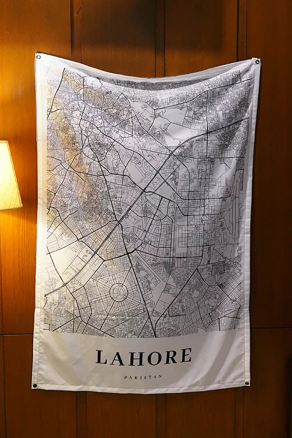 Lahore Map Tapestry - Decorium Tapestries