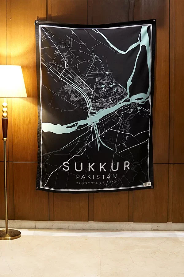 Sukkur Map Tapestry - Decorium Tapestries