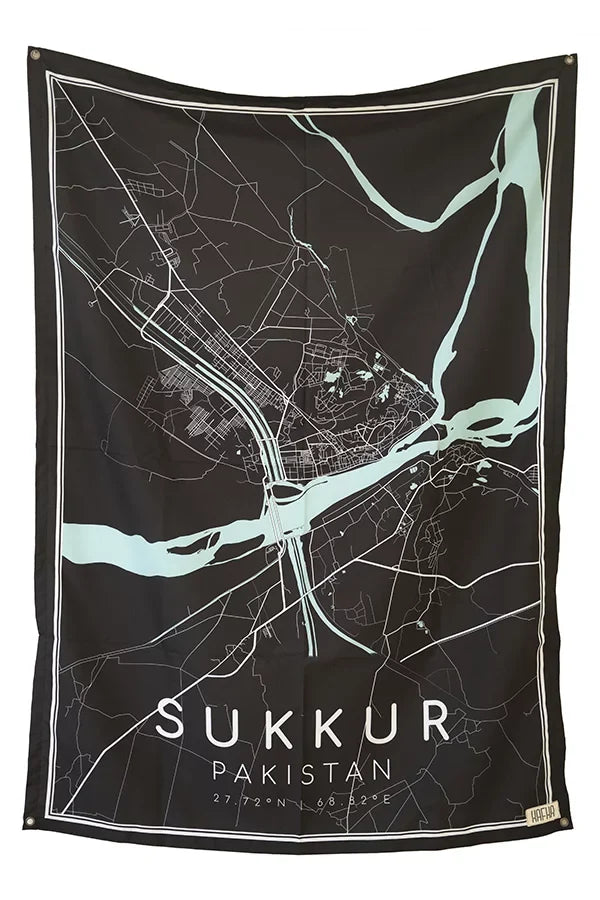 Sukkur Map Tapestry - Decorium Tapestries