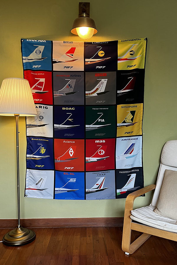 Vintage PIA Airline Collage Tapestry