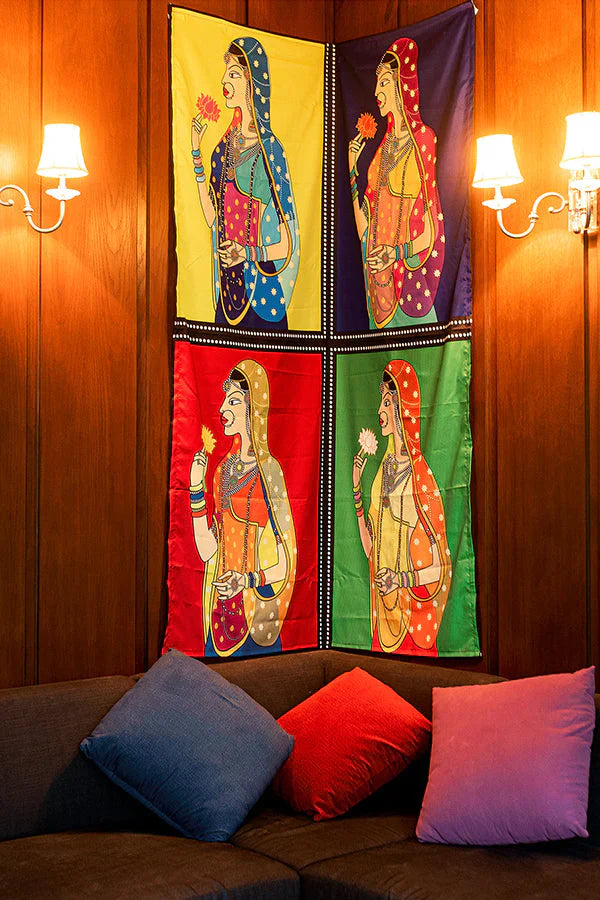 Retro Mughal Collage Tapestry - Decorium Tapestries