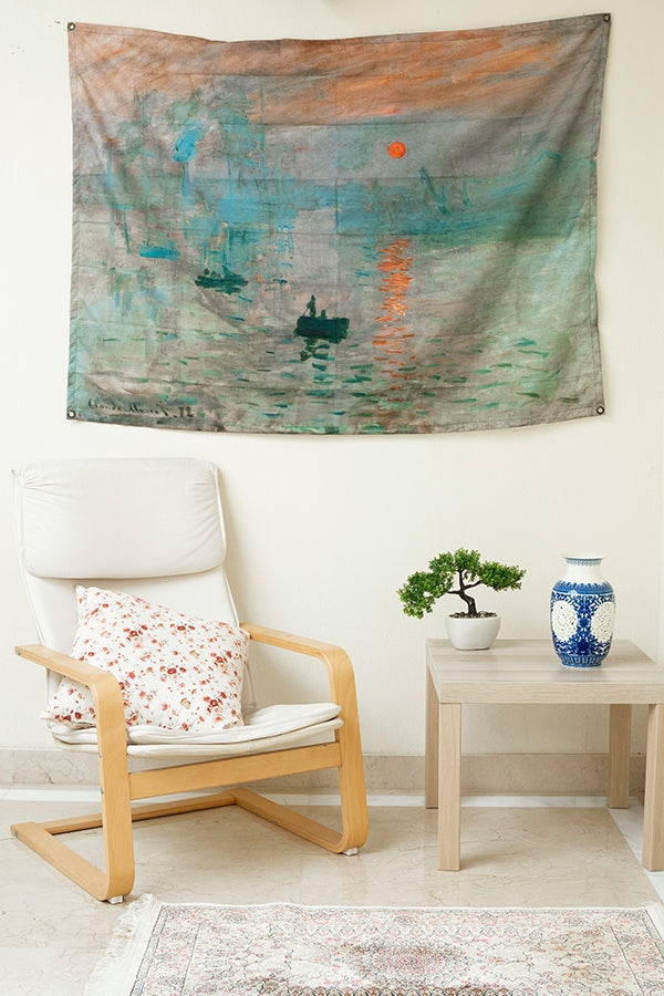 Monet: Impressionist Sunrise Tapestry - Decorium Tapestries