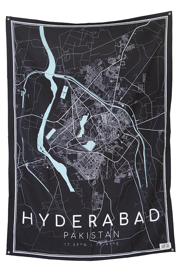 Hyderabad Map Tapestry - Decorium Tapestries