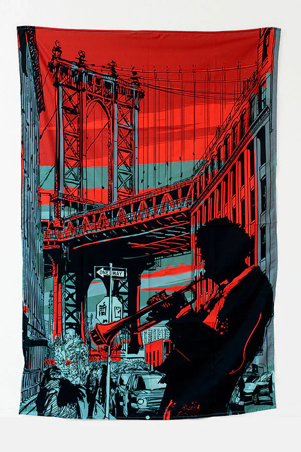 NYC Brooklyn Jazz Tapestry - Decorium Tapestries