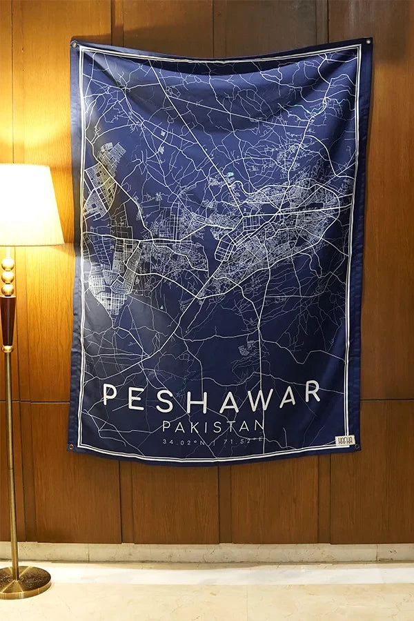 Peshawar Map Tapestry - Decorium Tapestries